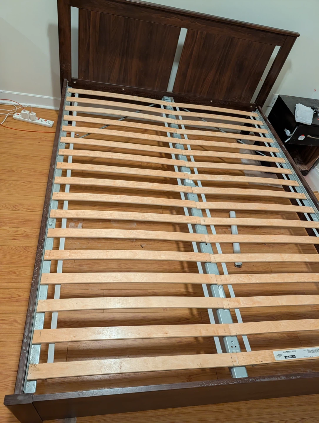 Dark Wood Queen Bed Frame with Slats