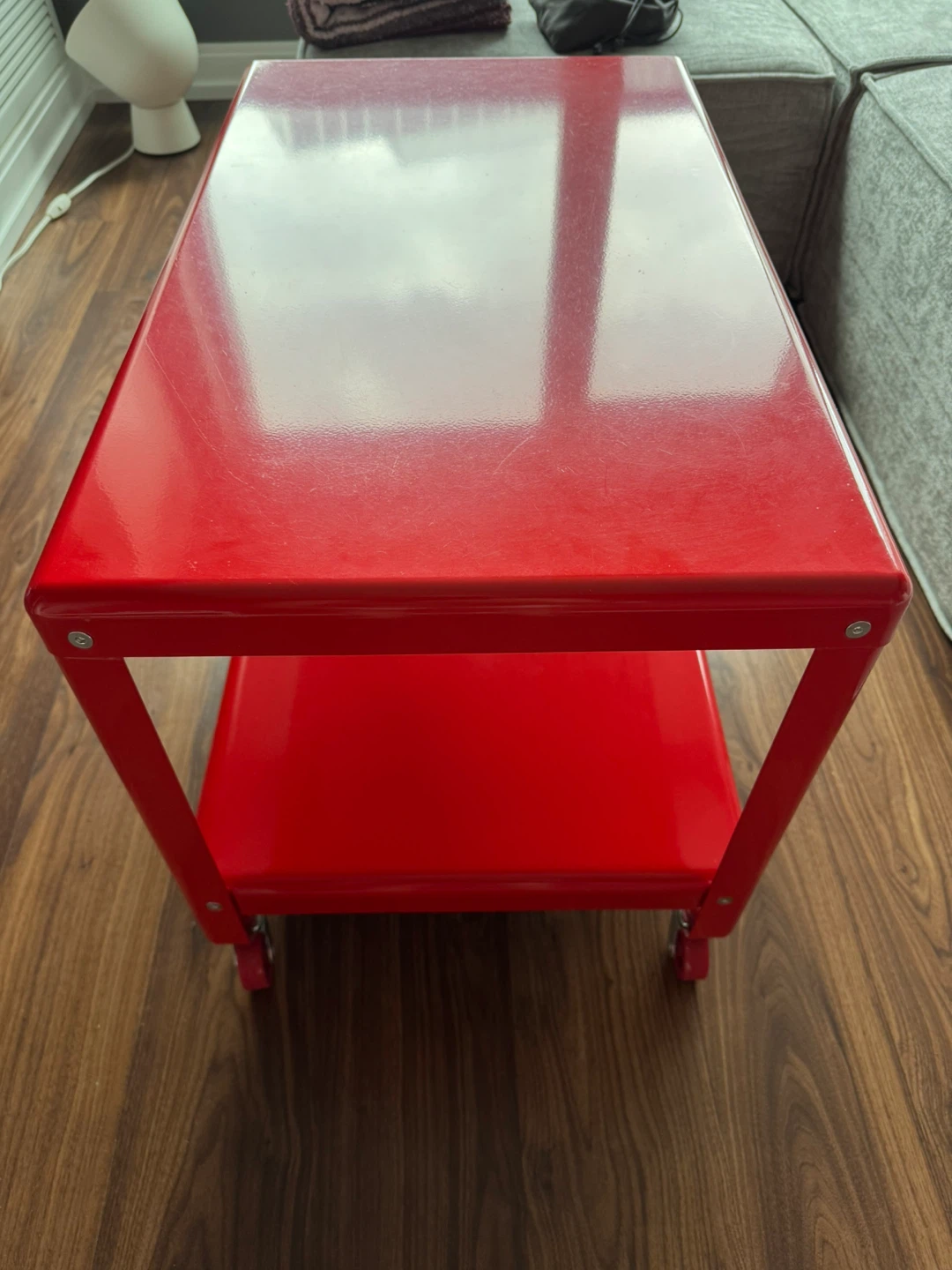 Red Two-Tier Rolling Cart Coffee Table - photo 2