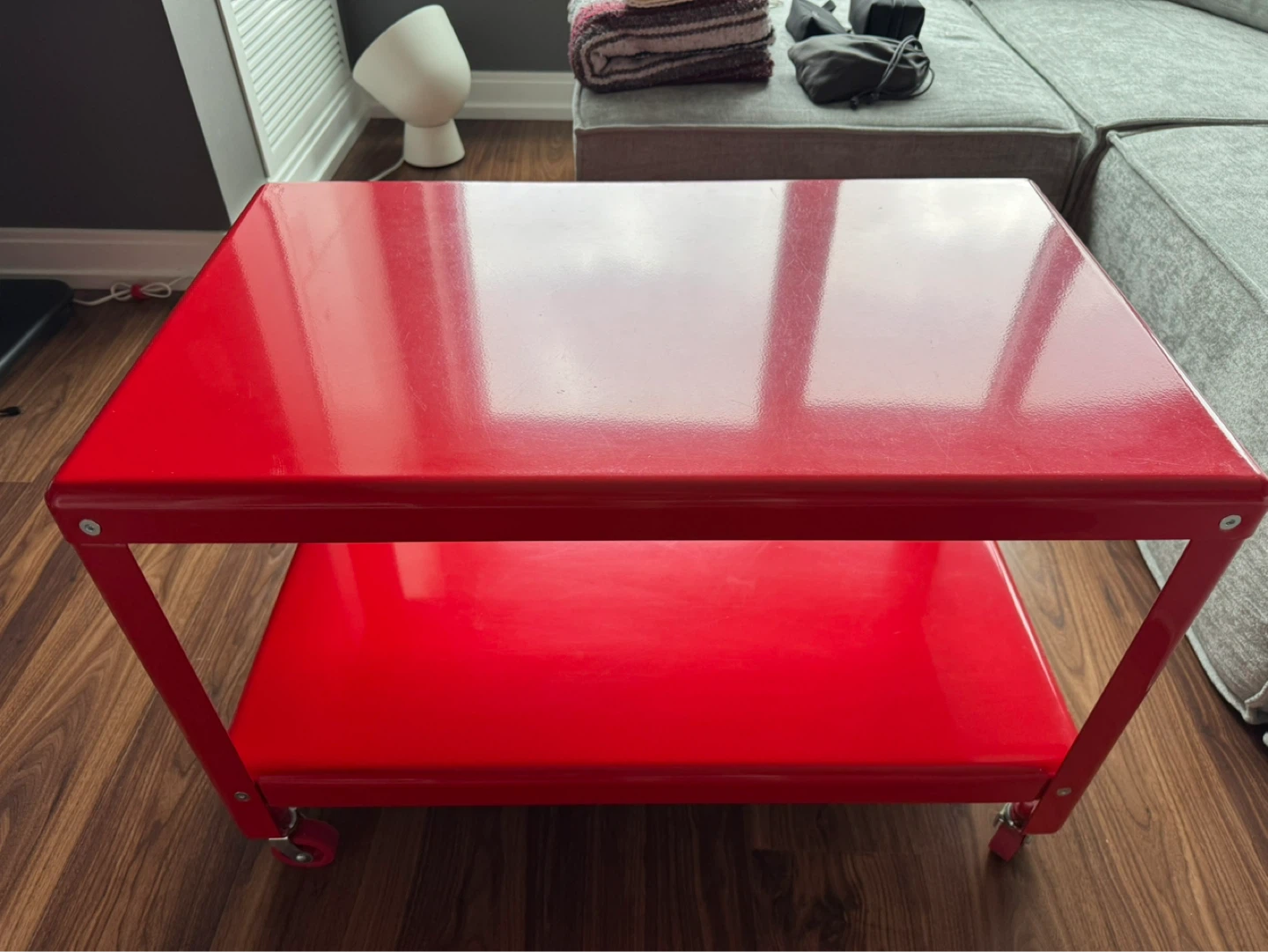 Red Two-Tier Rolling Cart Coffee Table - photo 3