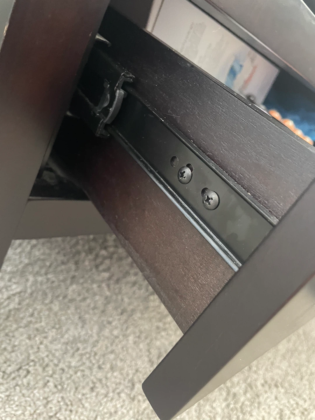 Dark Brown Nightstand with Drawer and Shelf - photo 3
