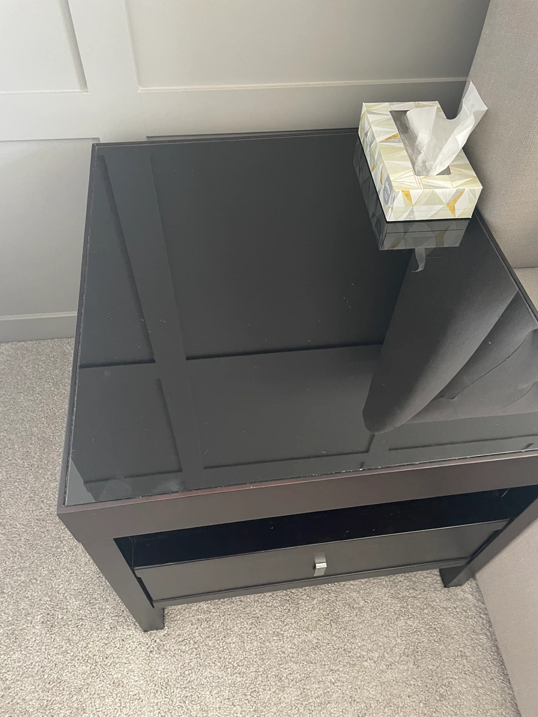 Dark Brown Nightstand with Drawer and Shelf - photo 2