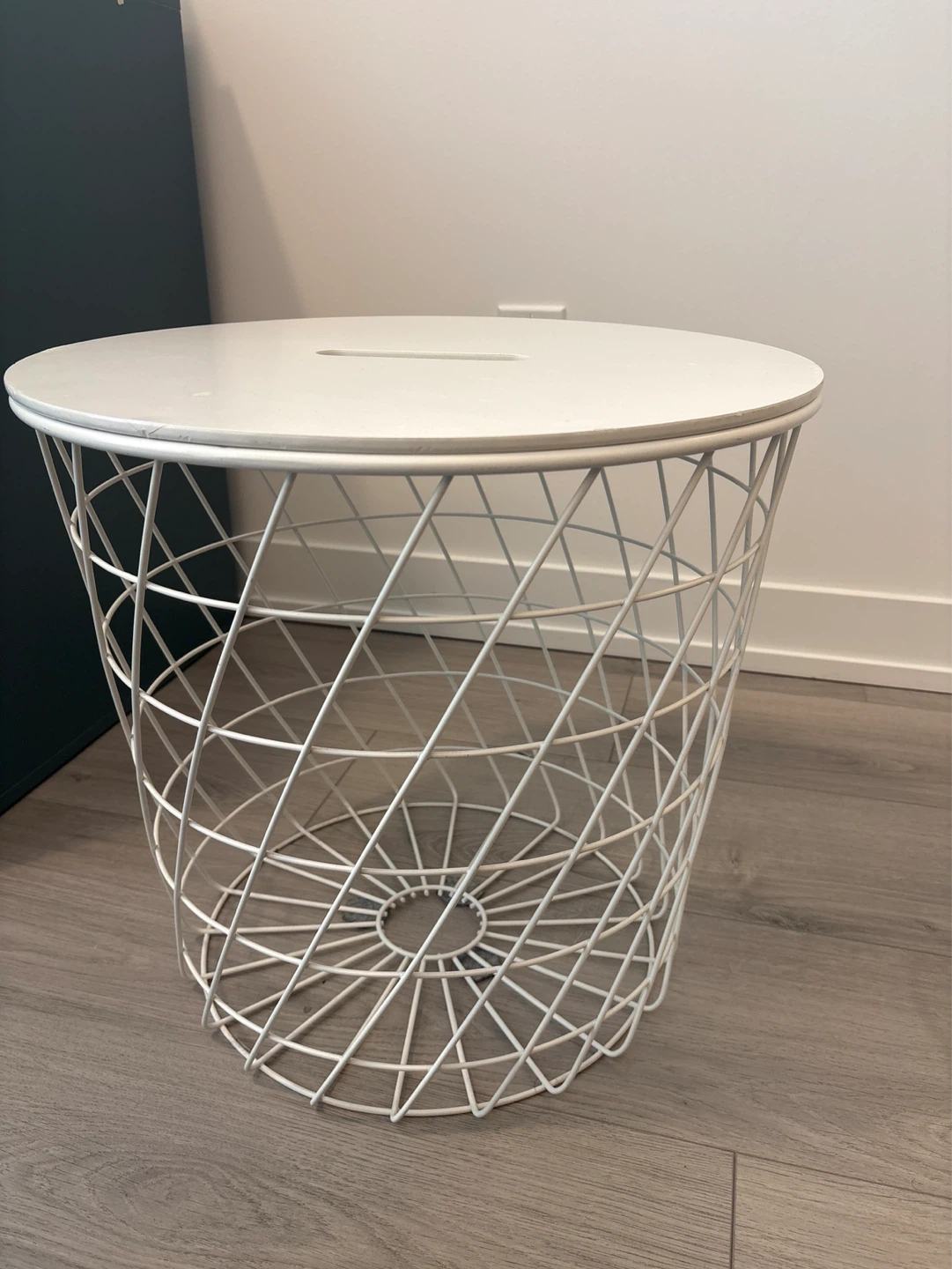 White Wire Basket Side Table IKEA