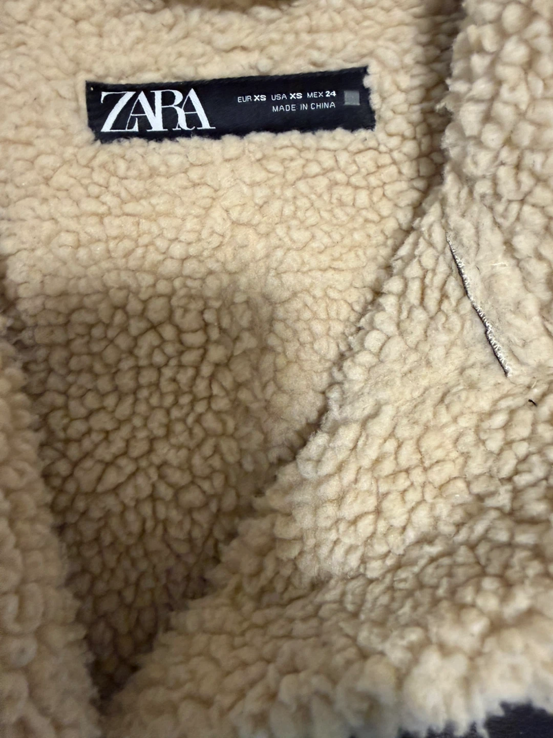 Zara Brown Faux Leather Aviator Jacket with Shearling Collar - photo 2
