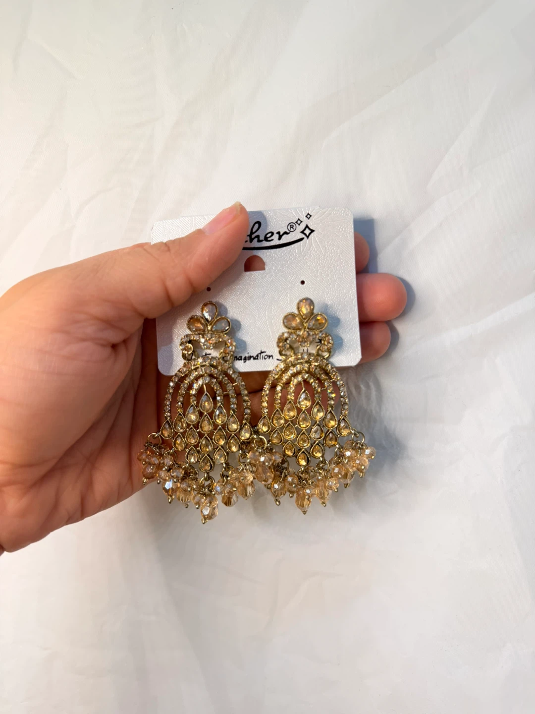 Gold Chandelier Jhumka Earrings