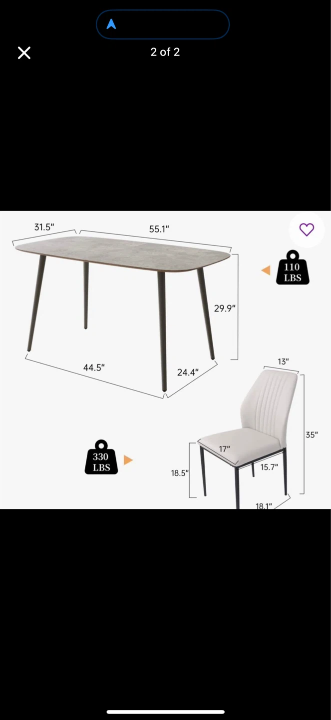 Modern Dining Table and 4 Chairs Set