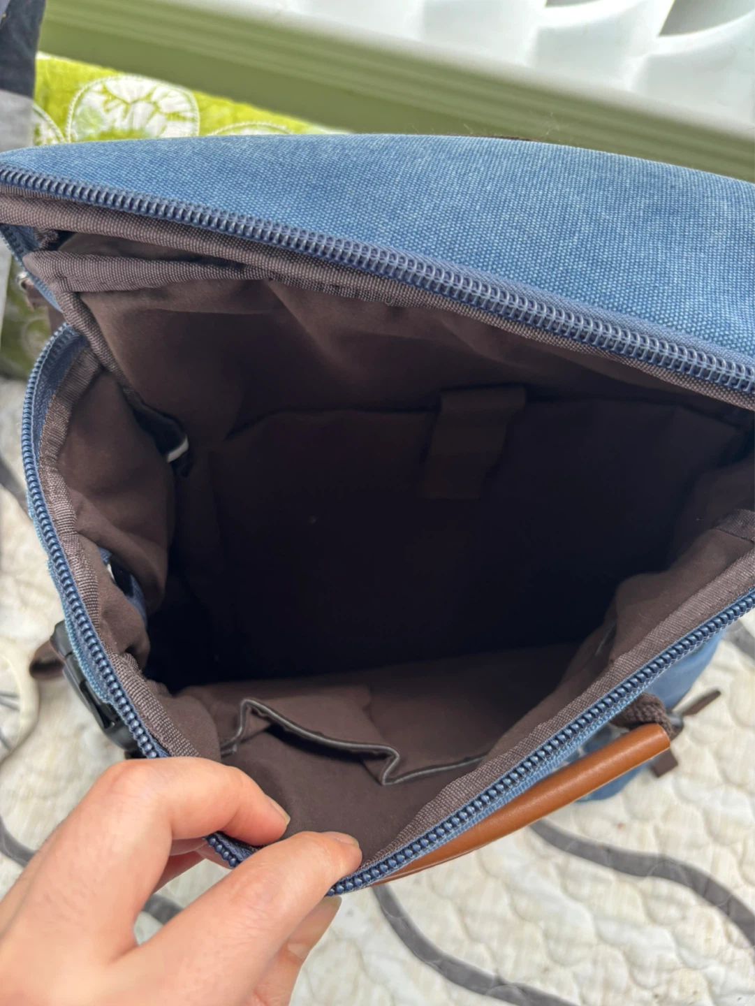 Blue Canvas Backpack with Brown Leather Accents - photo 4