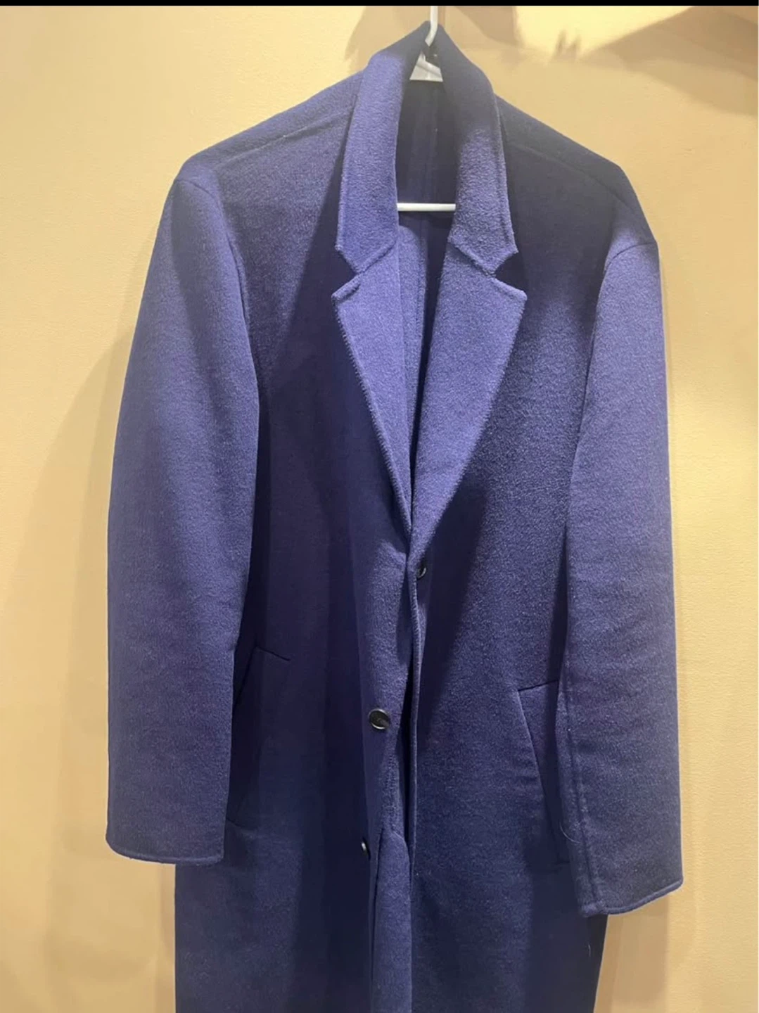 Men's Blue Wool Blend Overcoat