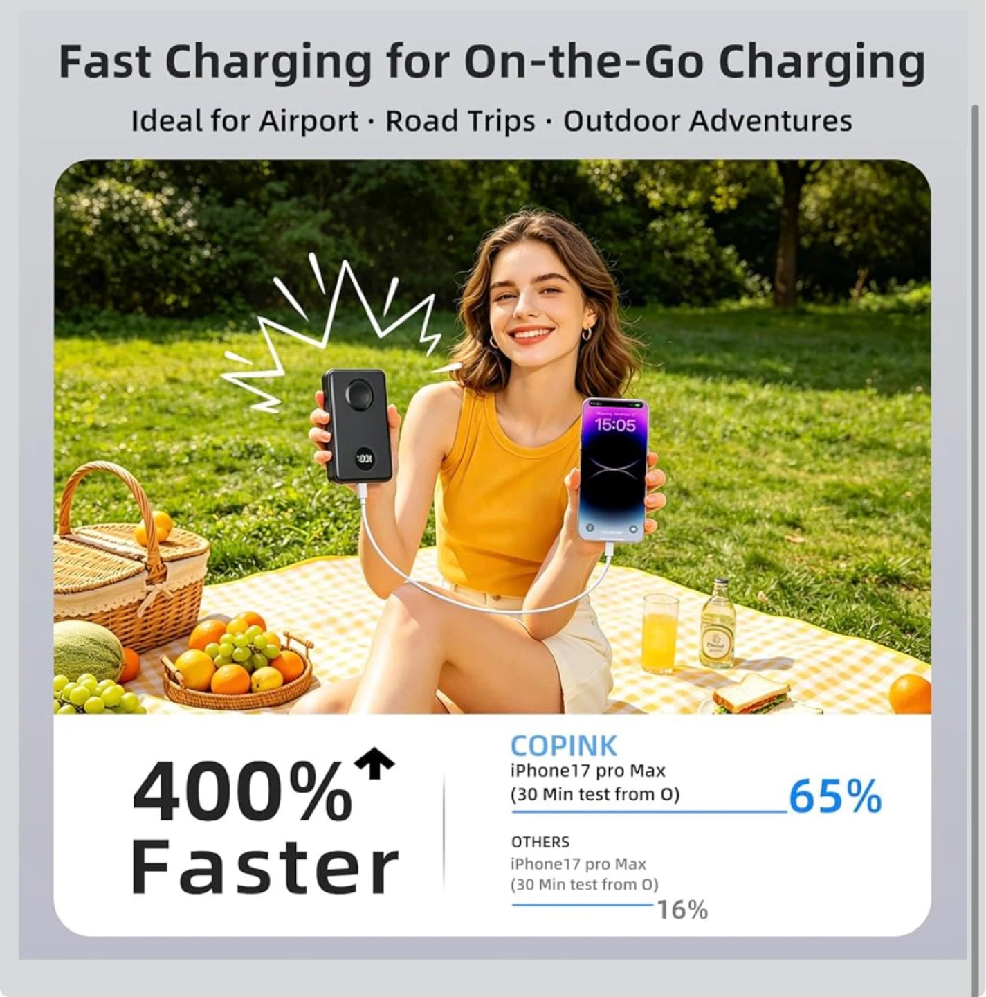 P3 Portable Charger with Built-in Cable - 15000 mAh - photo 3