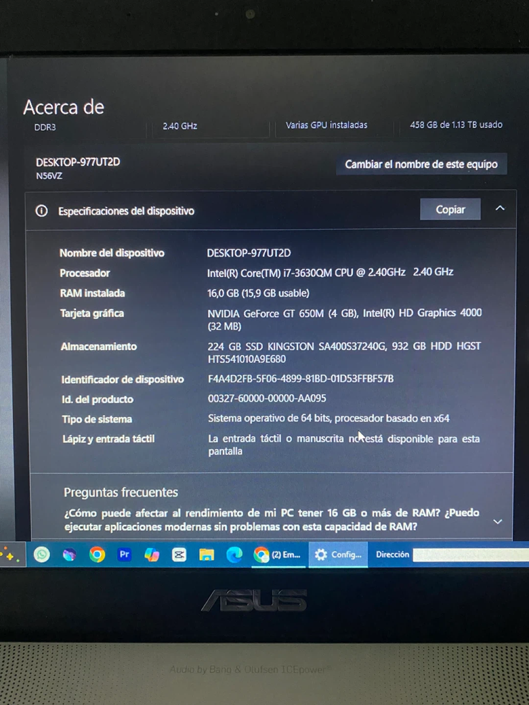 ASUS Laptop - Intel Core i7, 16GB RAM, NVIDIA GT 650M - photo 3