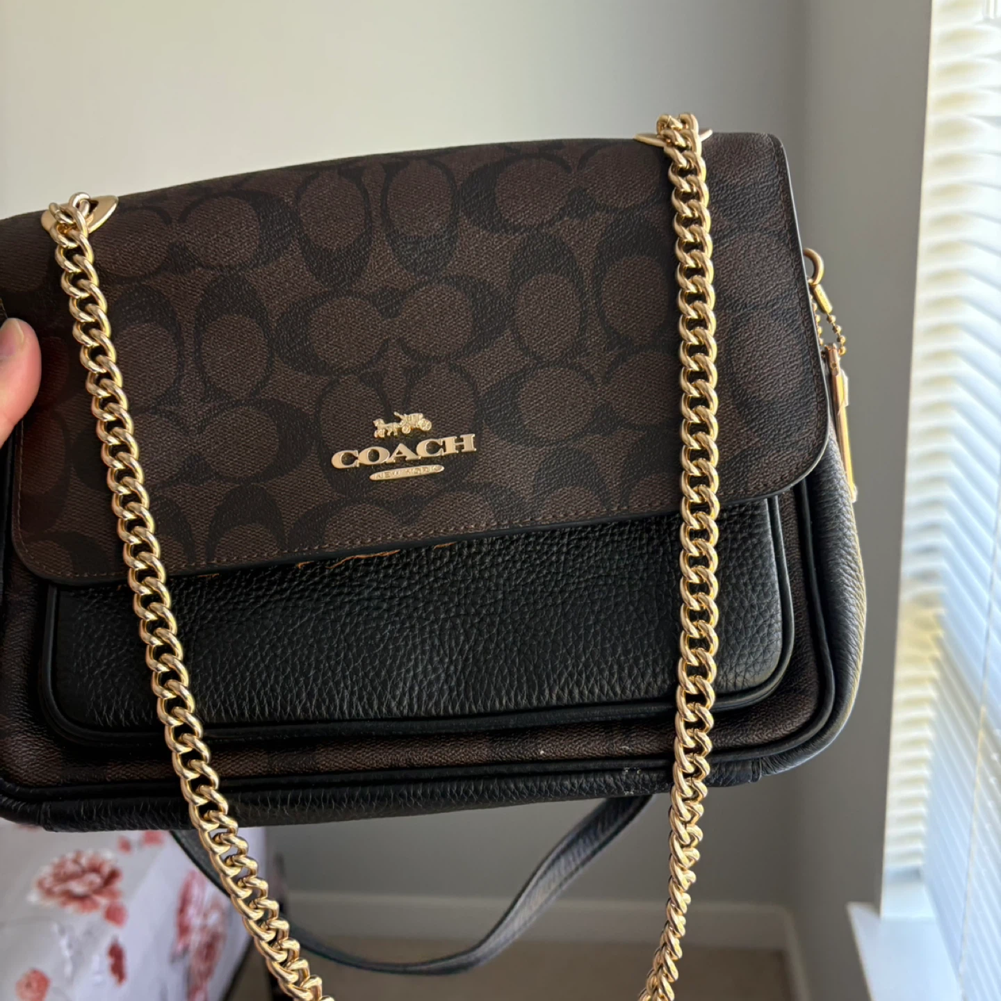 Coach Signature & Leather Shoulder Bag