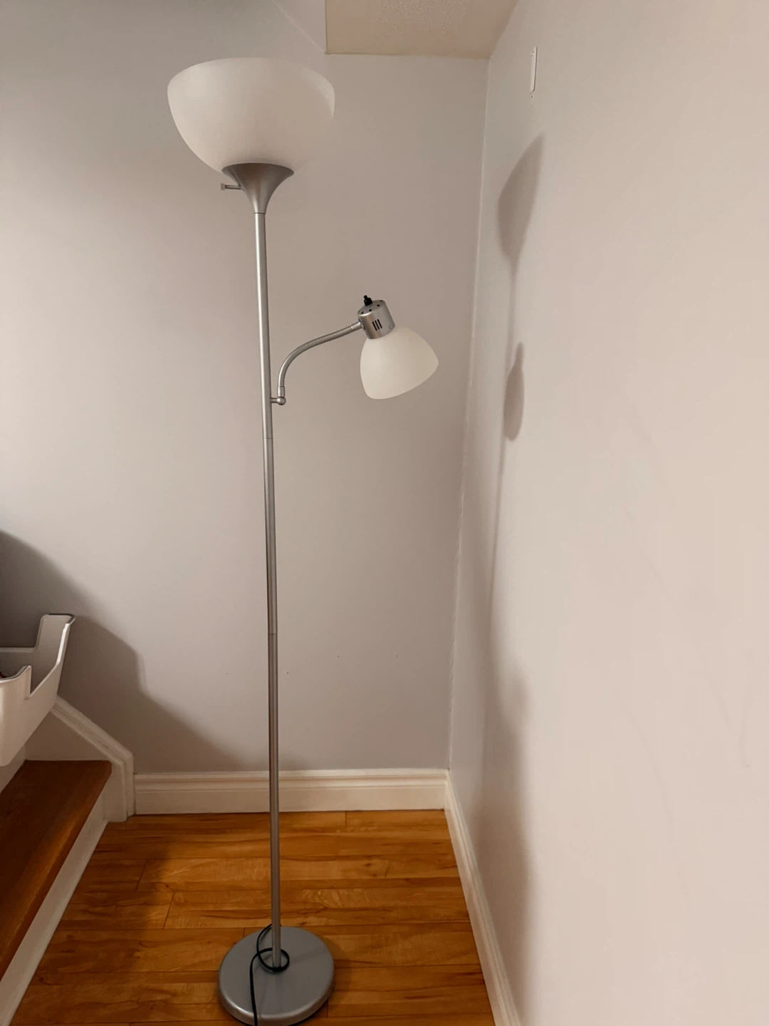 Silver Floor Lamp with Reading Light
