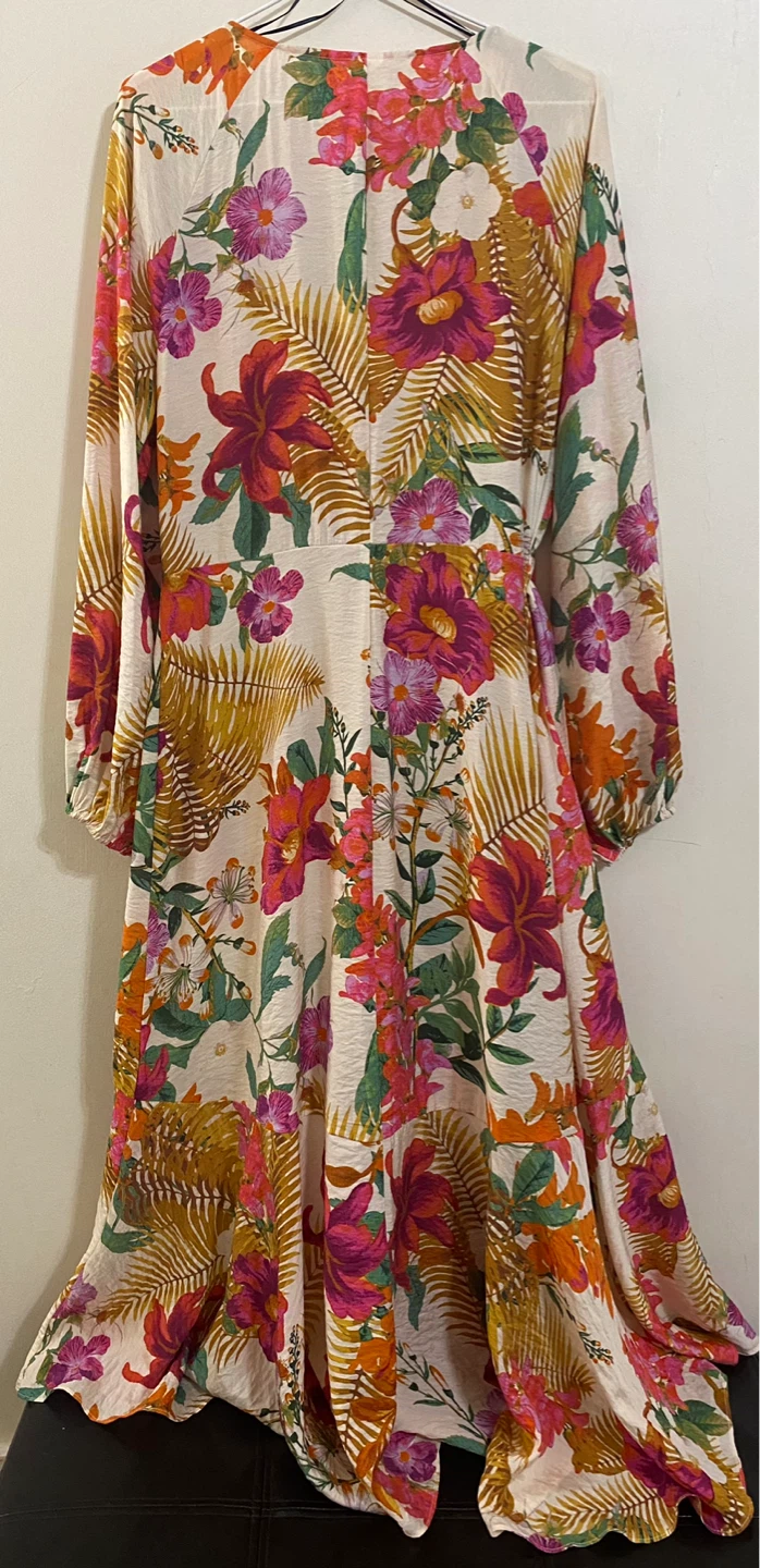 H&M Floral Print Long Sleeve Wrap Dress - Size S - photo 3