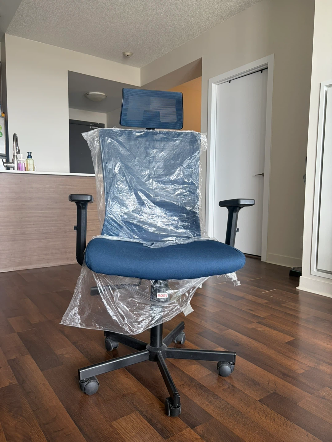 Blue Ergonomic Office Chair with Headrest - photo 2