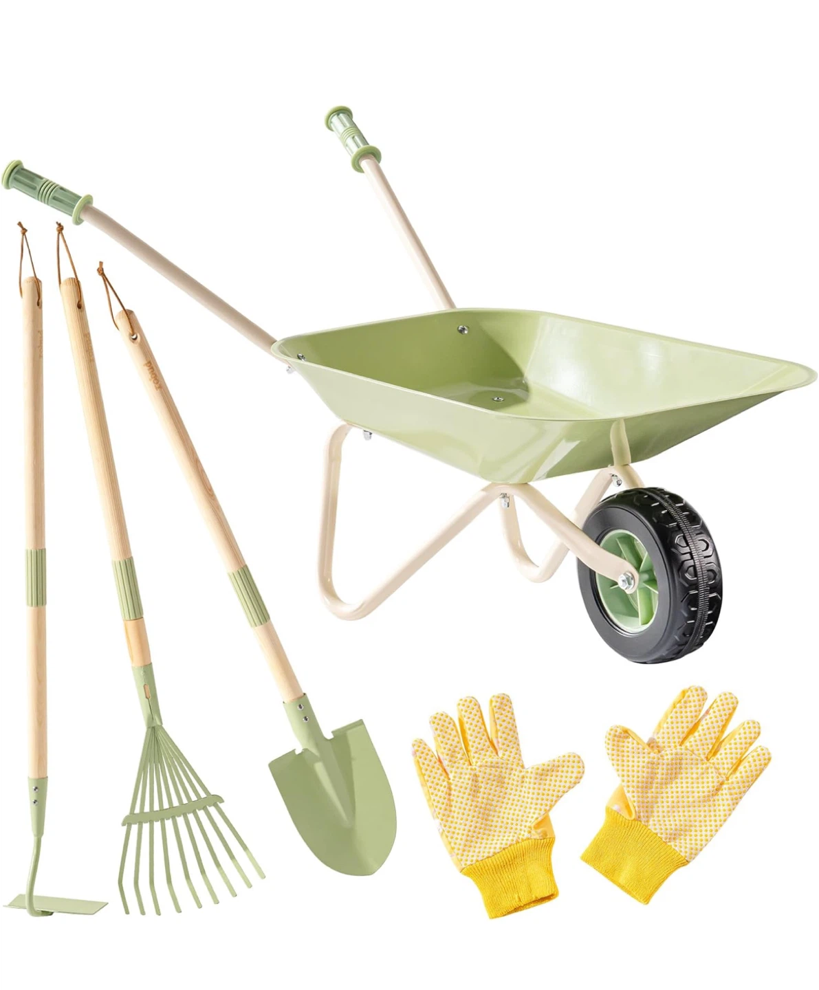 Kids Garden Tool Set with Wheelbarrow and Gloves