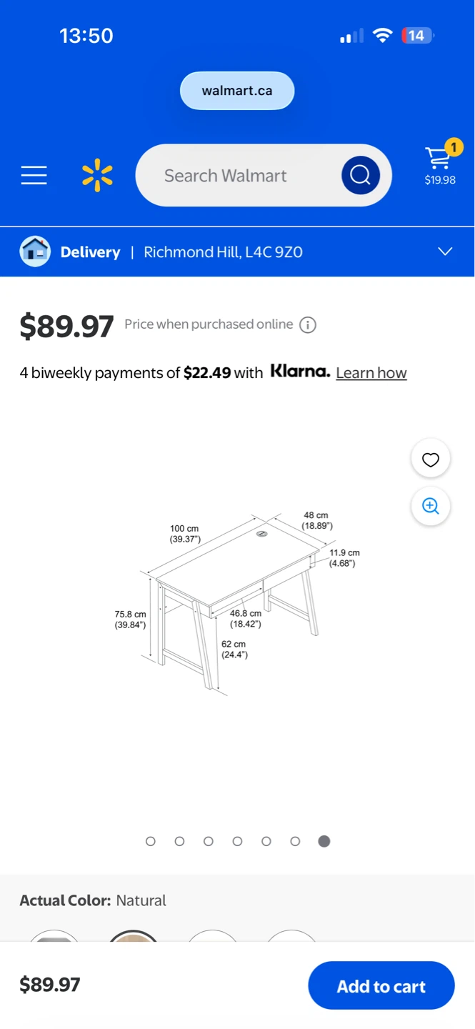 Walmart Desk - Natural Wood Top with White Frame - photo 3