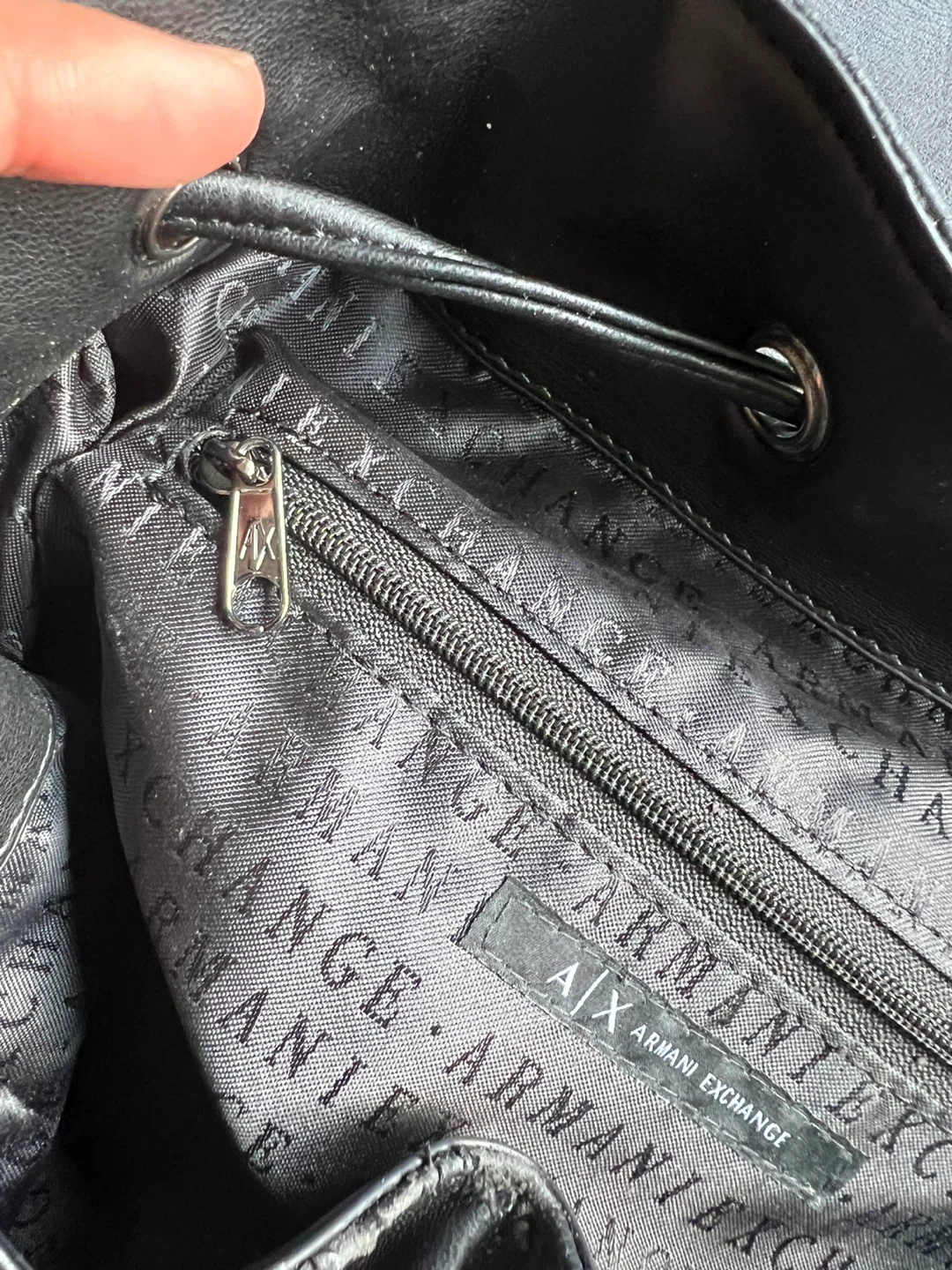 Armani Exchange Black Faux Leather Studded Backpack
