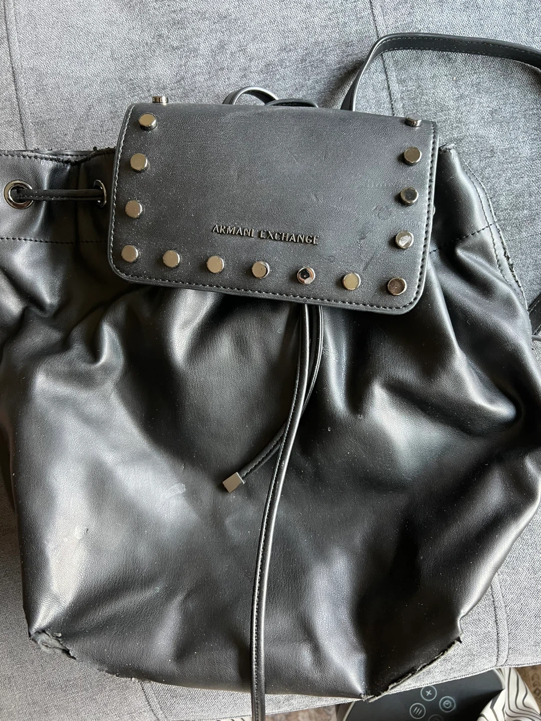 Armani Exchange Black Faux Leather Studded Backpack - photo 2