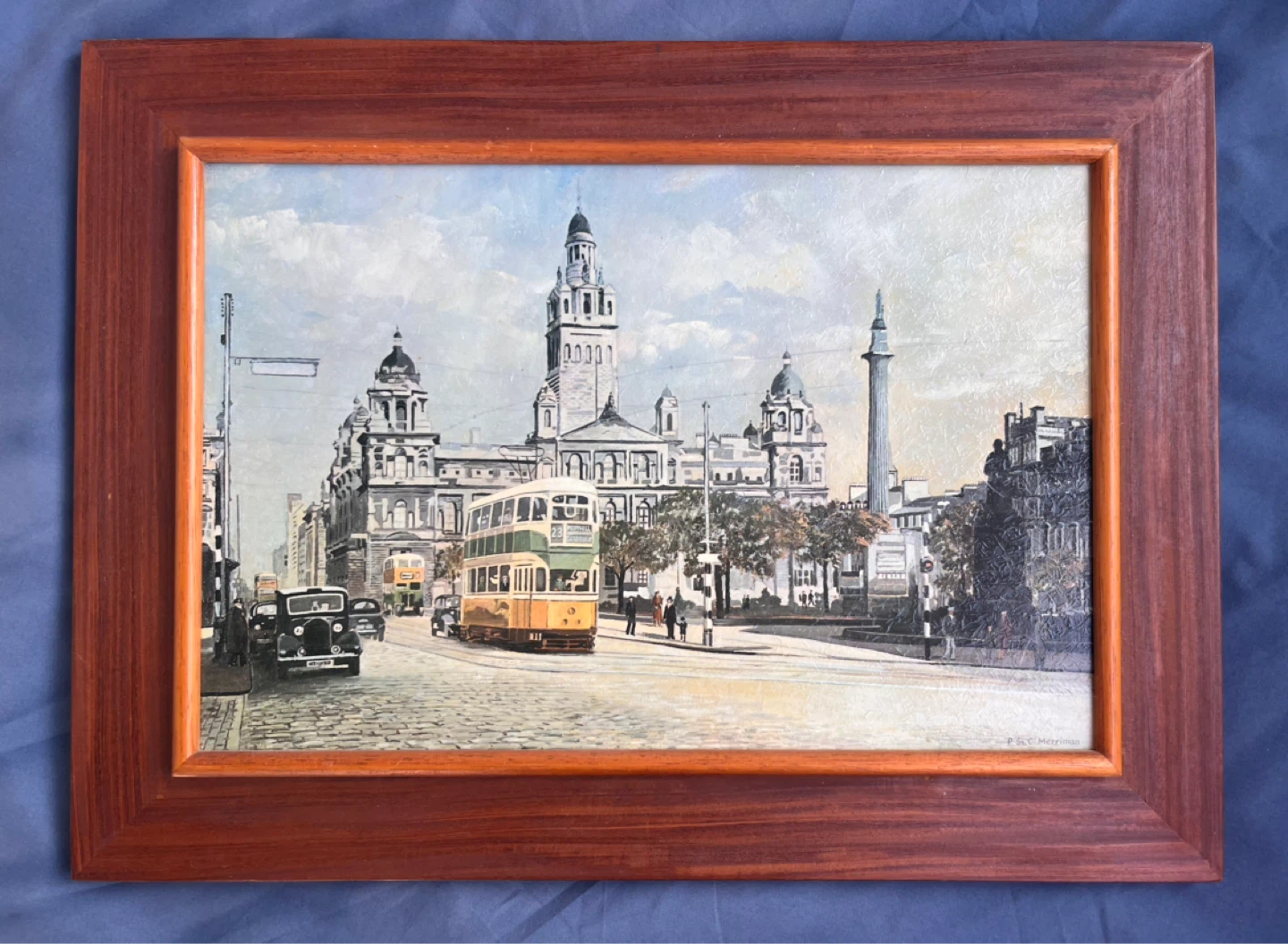 Vintage P. St. C. Merriman Glasgow Tram Print - George Square