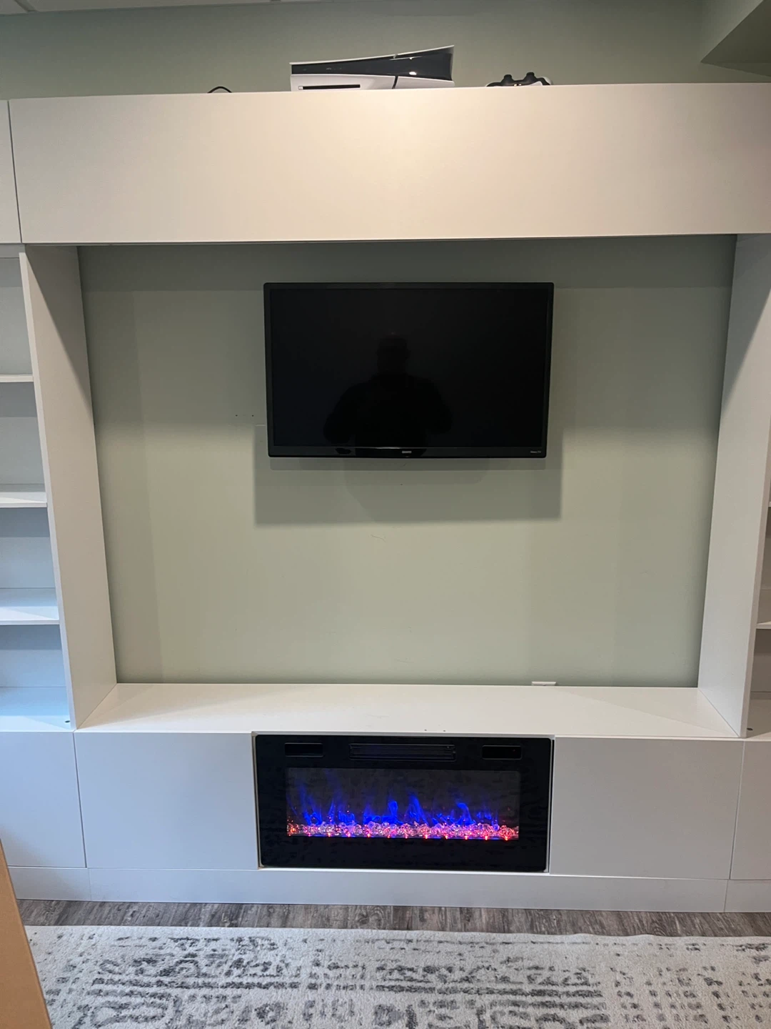 Entertainment Centre with Fireplace - White