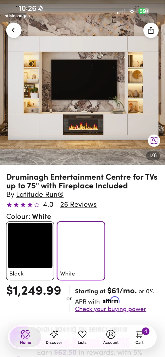 Entertainment Centre with Fireplace - White - photo 3