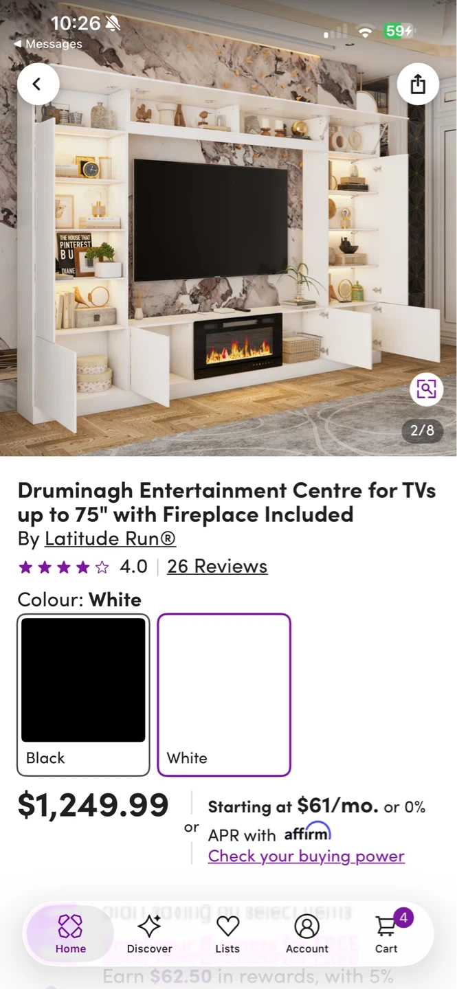 Entertainment Centre with Fireplace - White - photo 4