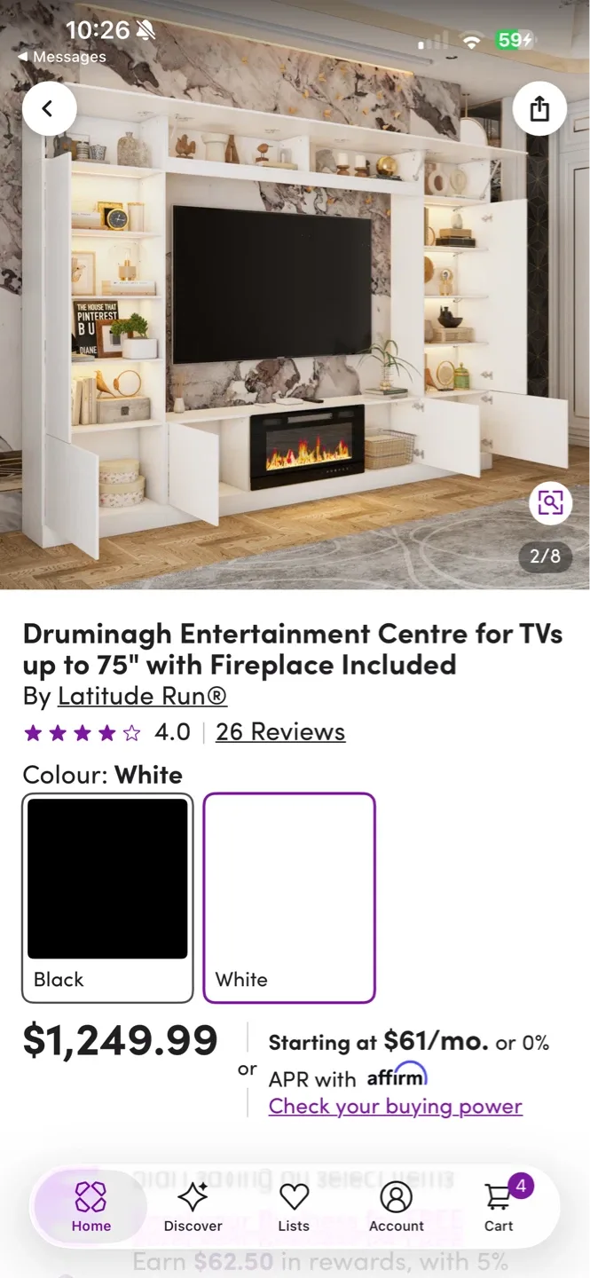 Entertainment Centre with Fireplace - White - photo 4
