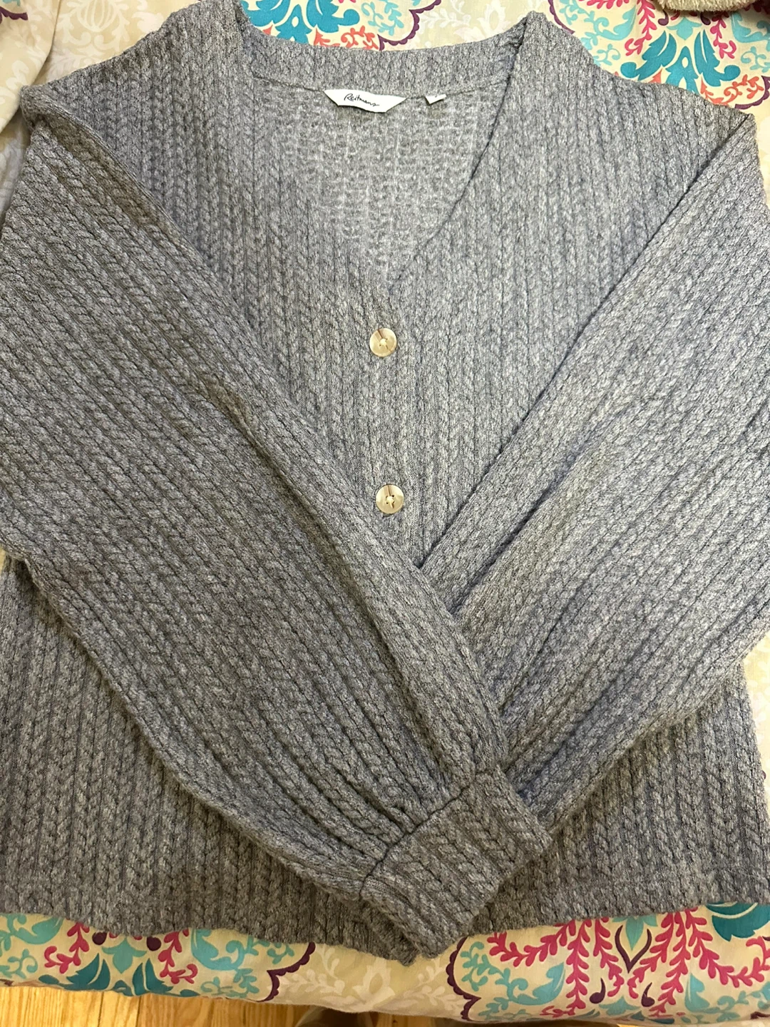 Reitmans Grey Ribbed Cardigan
