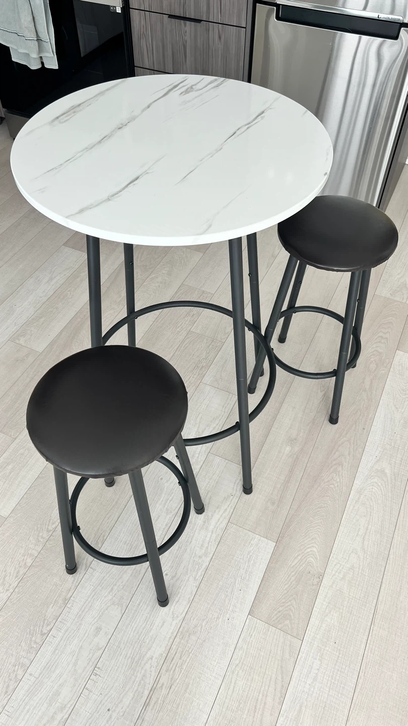 Bar Table with 2 Black Stools