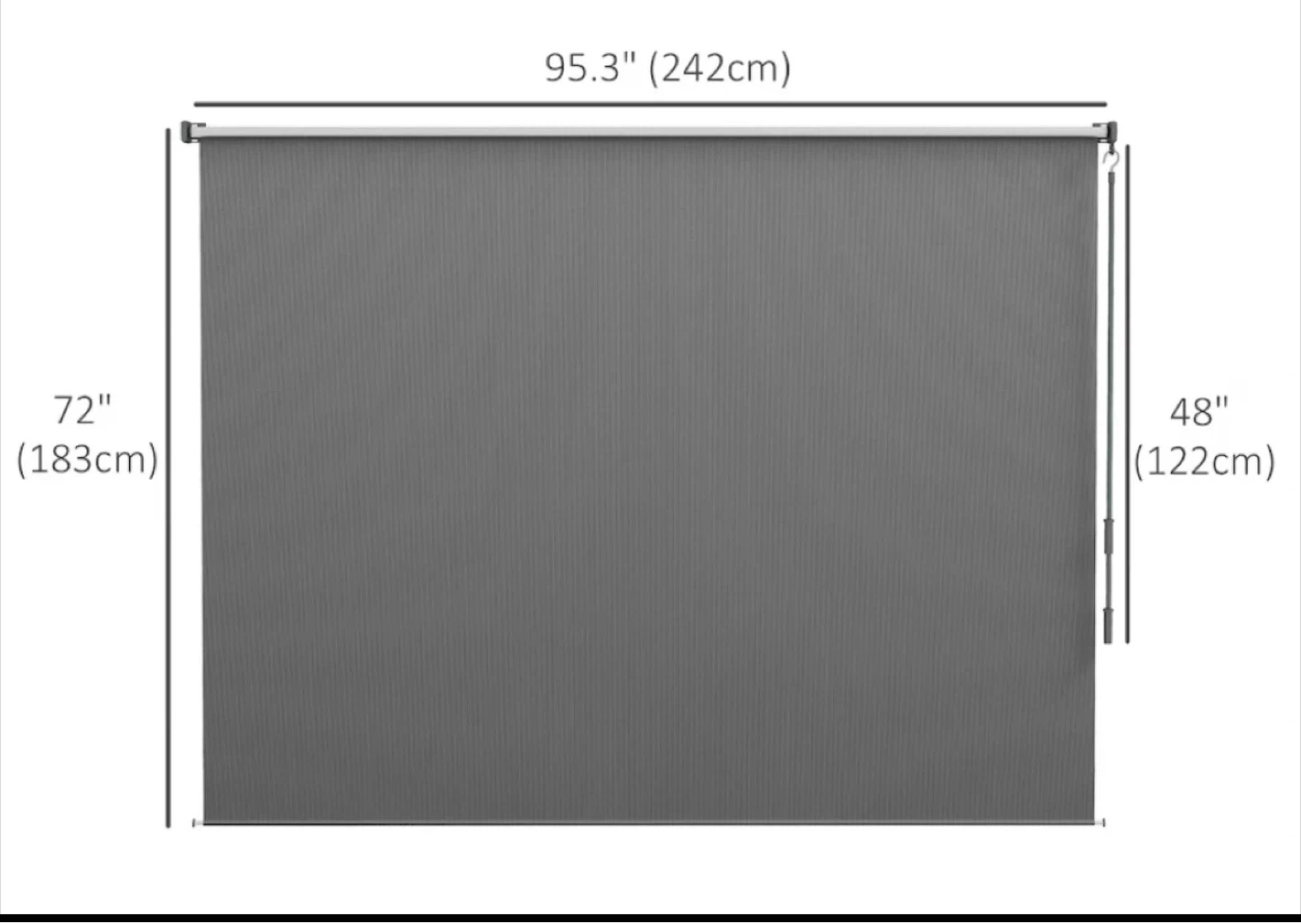 Outdoor/Indoor Grey Roller Shade 95.3" x 48" (8x6 FT) - photo 3