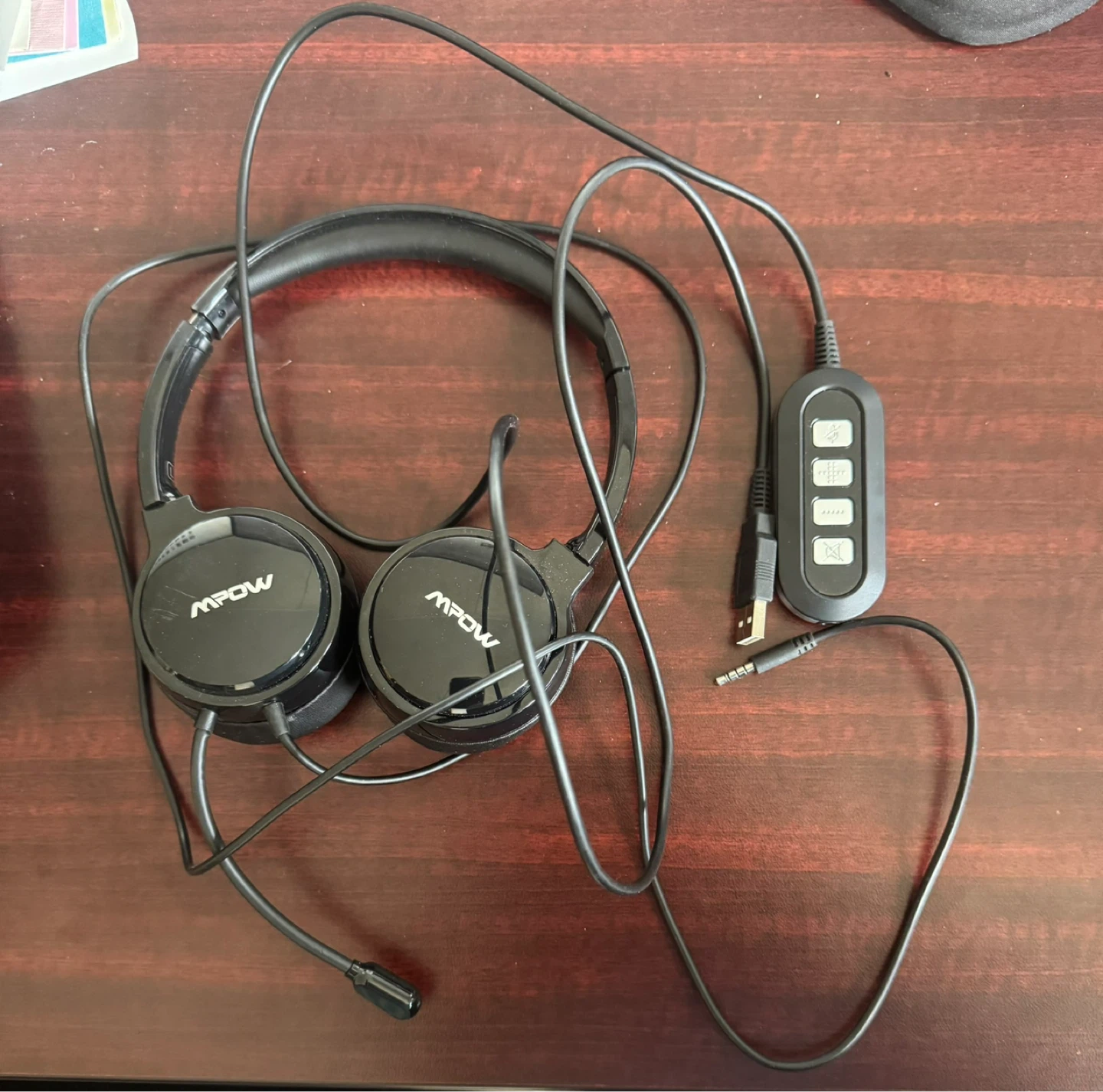 MPOW Black Wired Headphones with Microphone