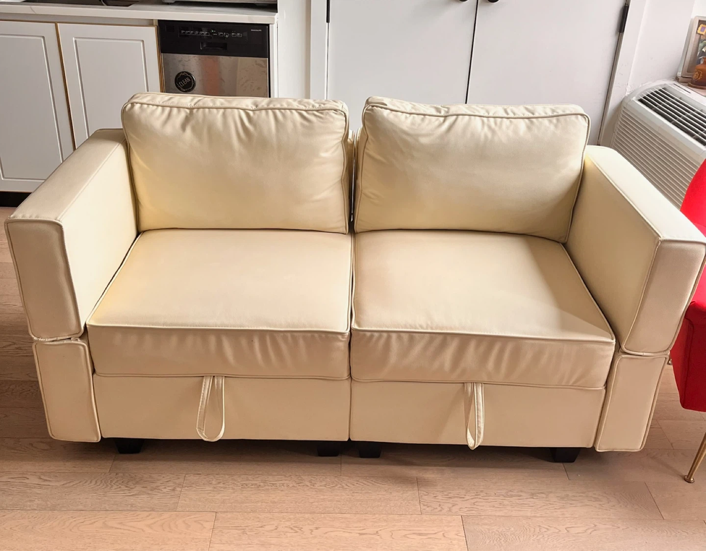 Cream Two-Seater Sofa with Hidden Storage - photo 2