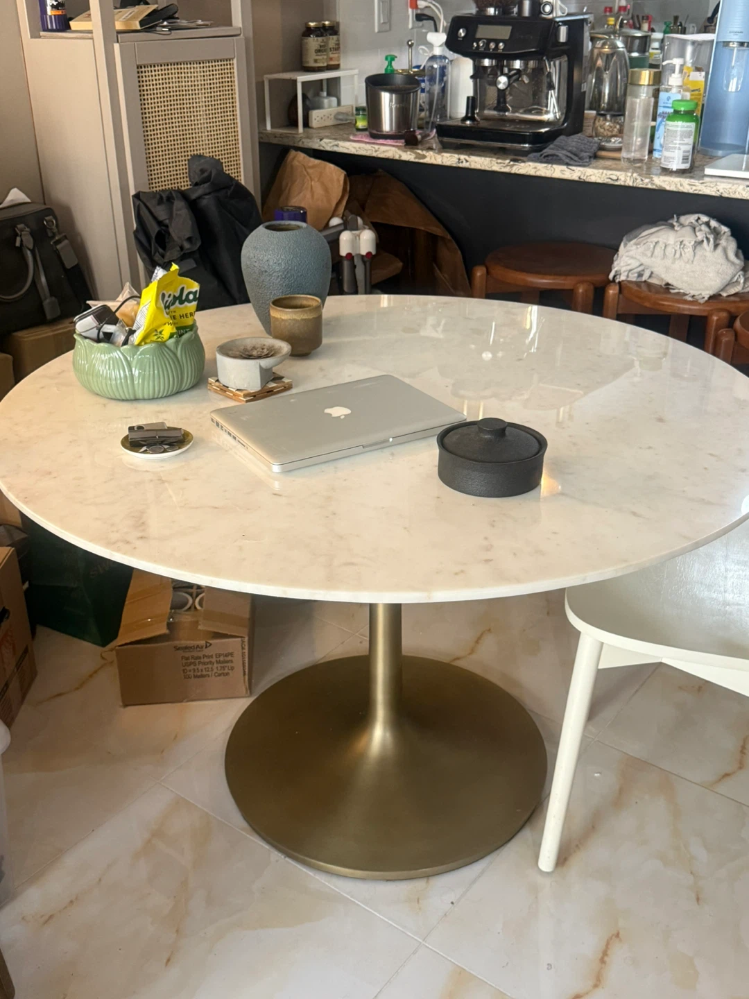 Crate and Barrel Nero 48" White Marble Round Dining Table - photo 2