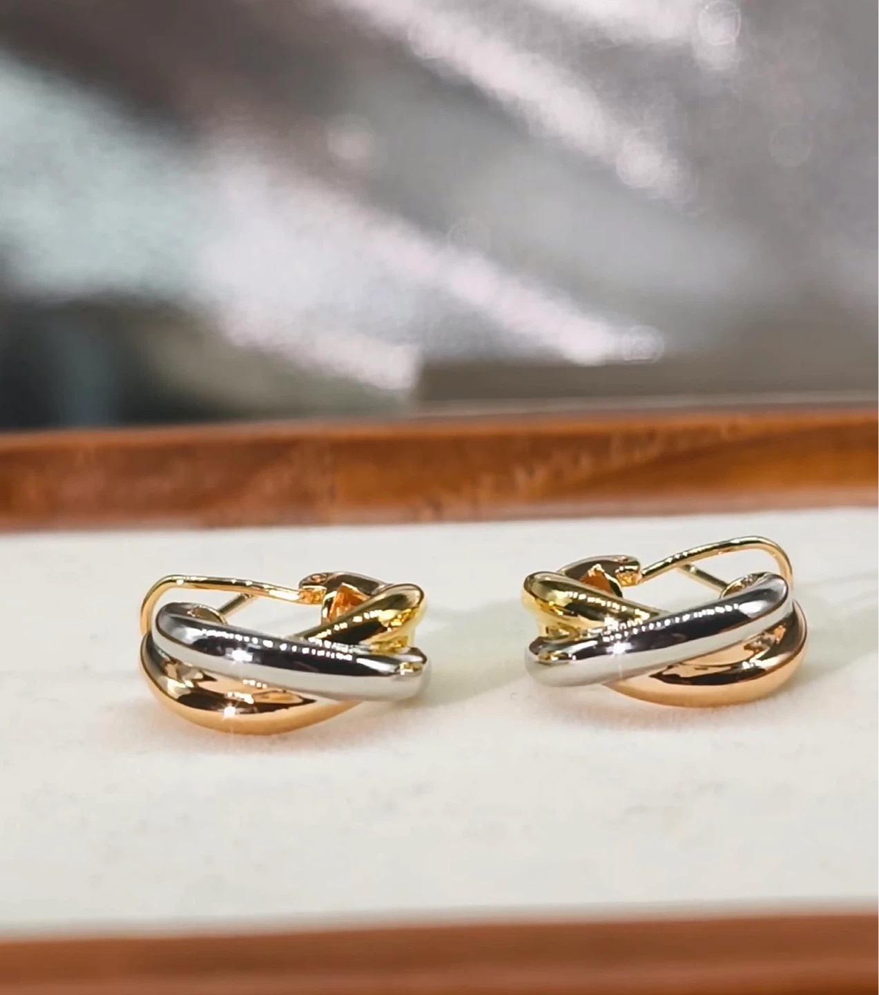 Cartier Style Trinity Hoop Earrings
