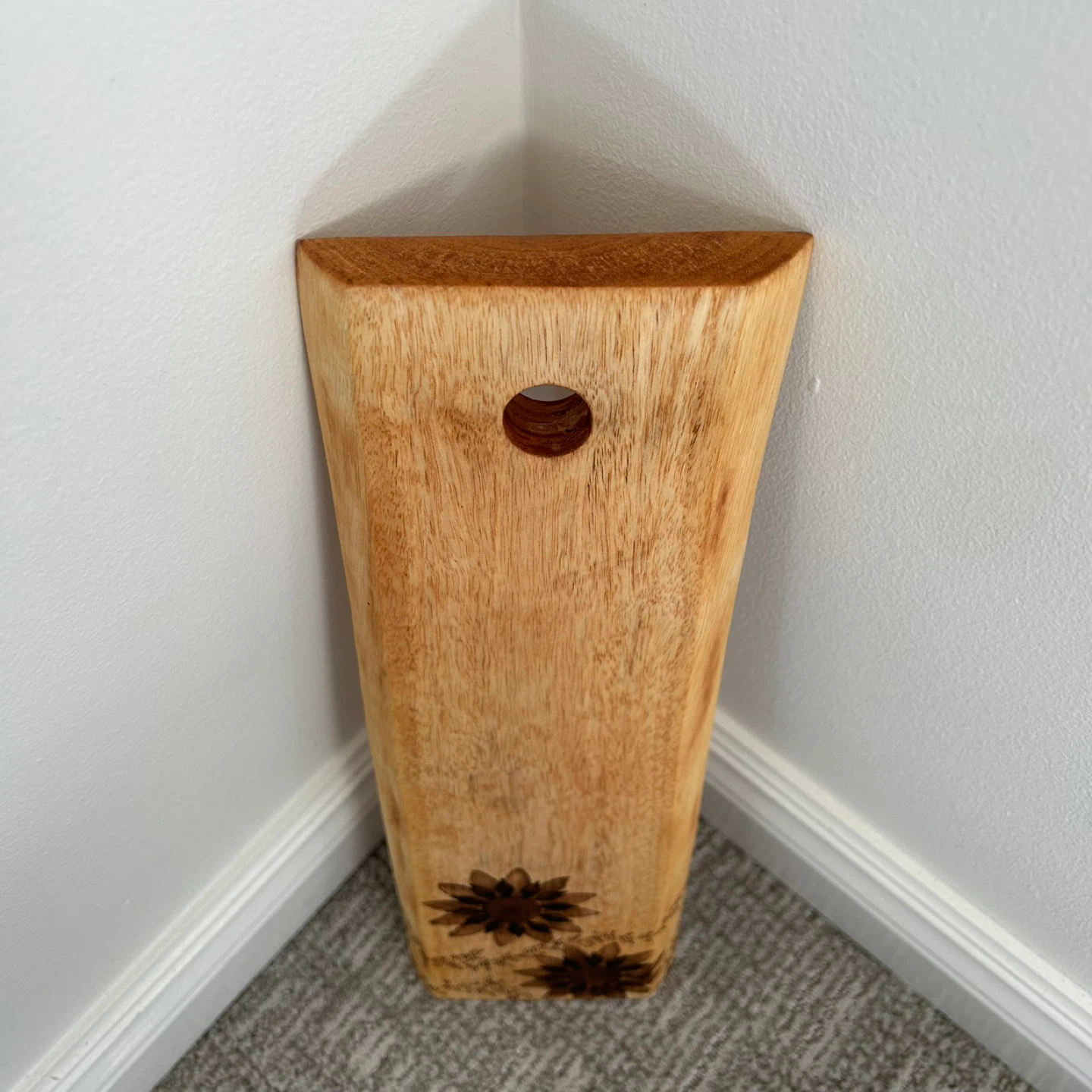 Live Edge Sunflower Wood Burned Cutting Board - photo 5