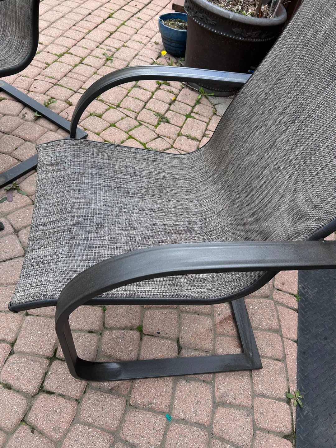 Hexagon Glass Top Patio Table with 6 Chairs, large umbrella - photo 5