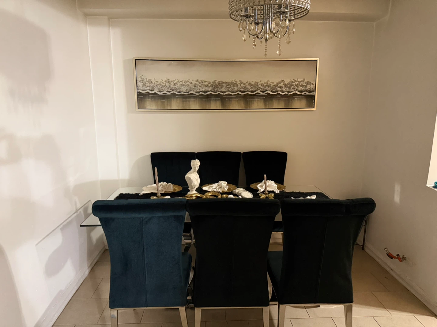 Glass Dining Table with 6 Black Chairs - photo 2