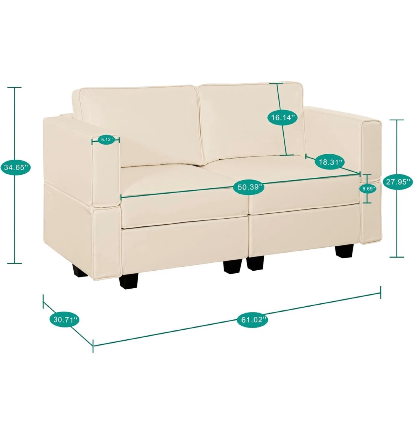 Cream Two-Seater Sofa with Hidden Storage - photo 3