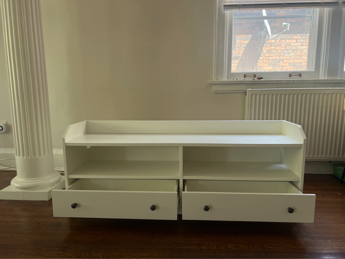 White Storage Bench with 2 Drawers