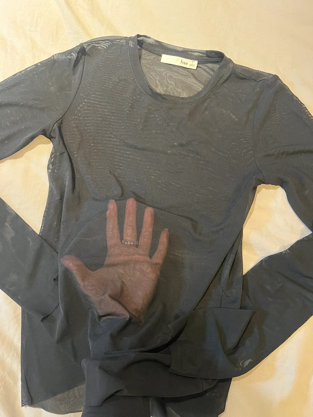 Aritzia Black Mesh Long Sleeve-  Size S - photo 2