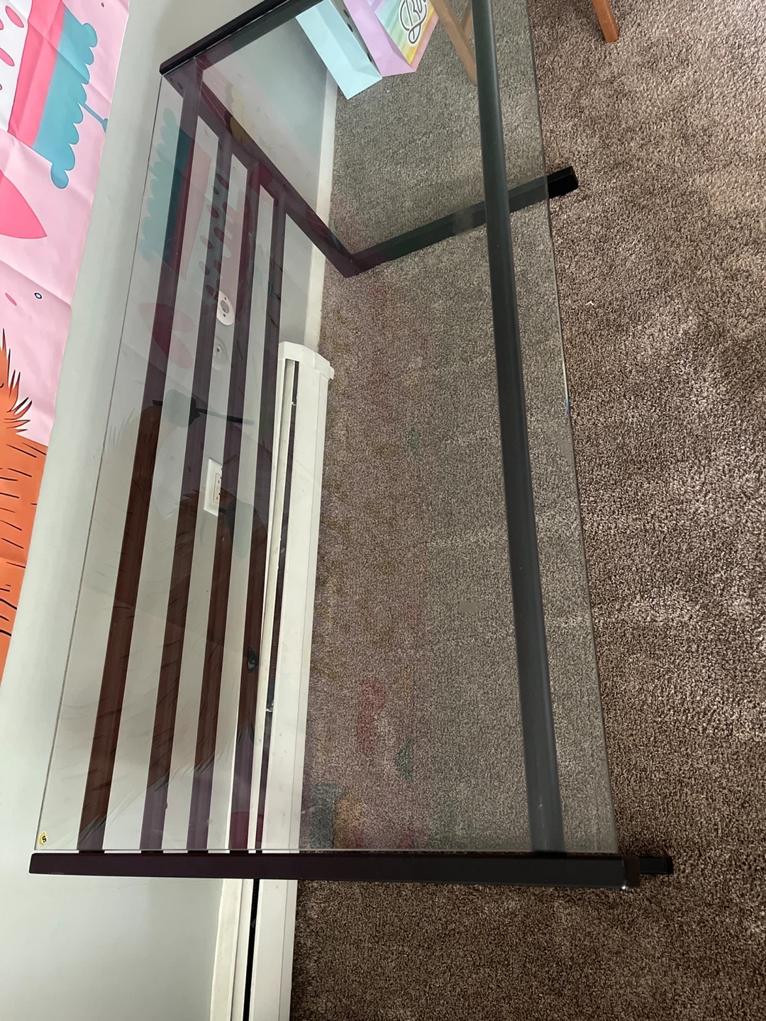 Glass Top Desk with Black Metal Frame - photo 3