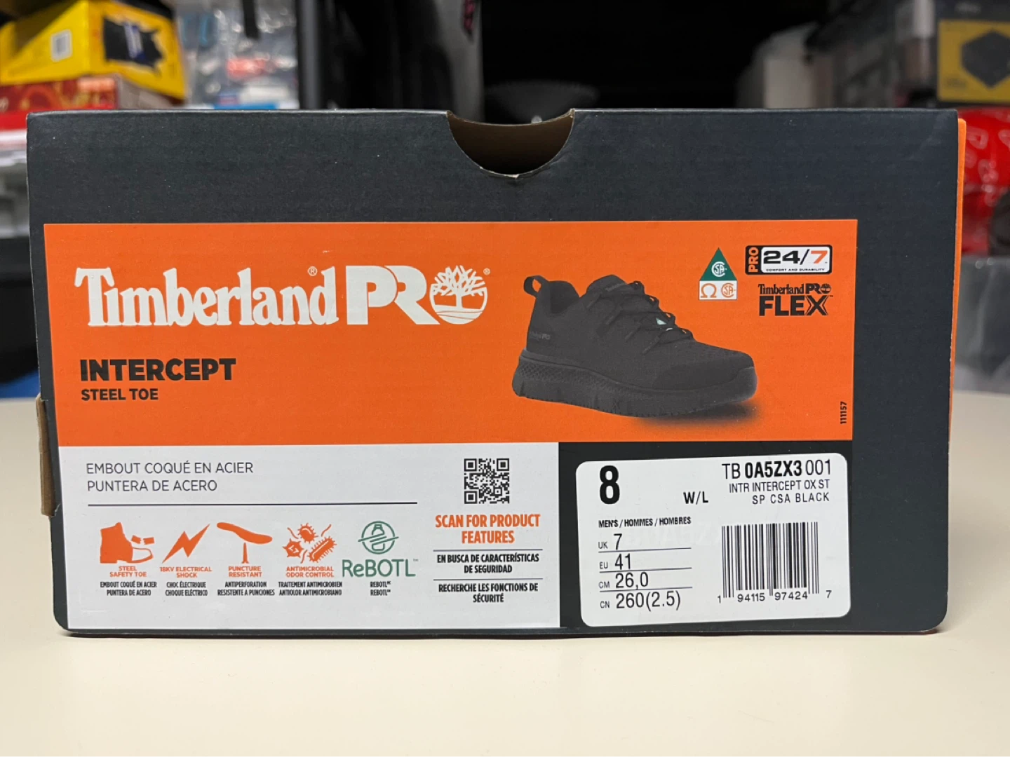 Timberland PRO Intercept Steel Toe Work Shoes Black Men's Size 8