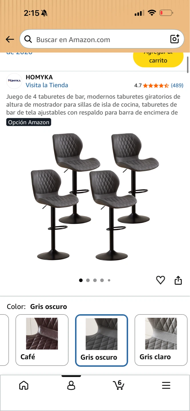 HOMYKA Set of 4 Adjustable Swivel Bar Stools