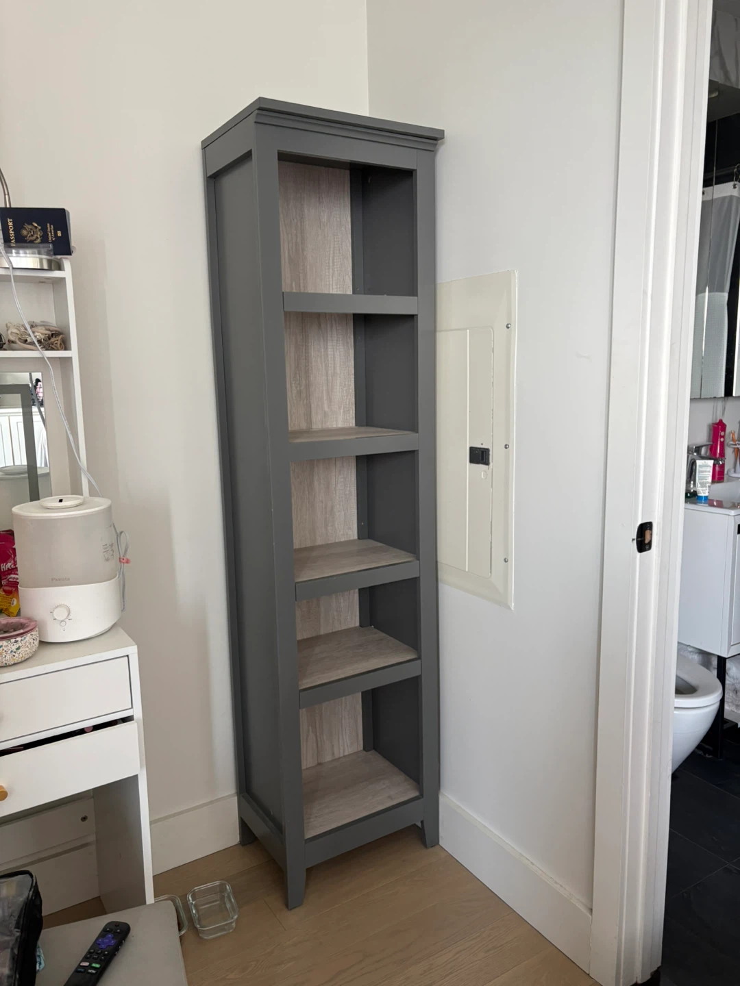 Gray Tall Narrow Bookcase - photo 2