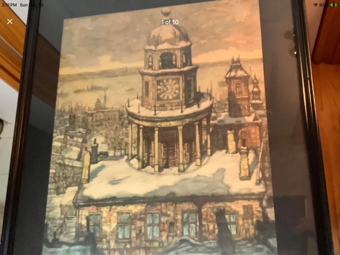 Vtg “The Town Clock Halifax NS” Coloured Engraving 🐞