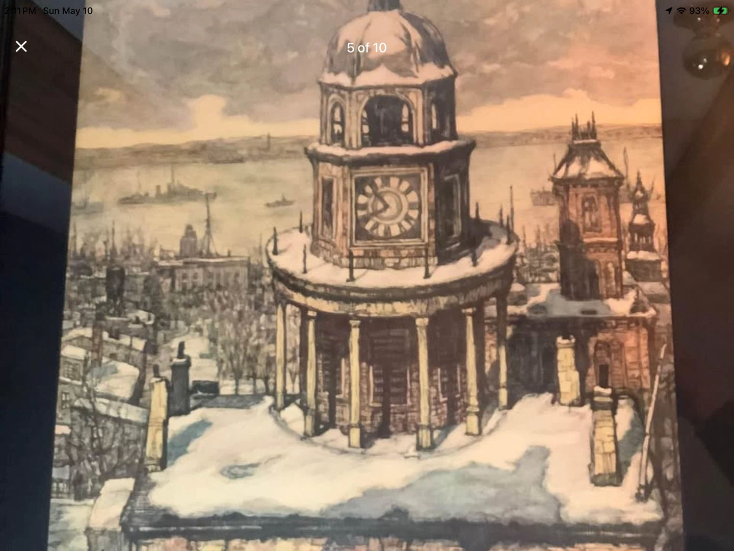 Vtg “The Town Clock Halifax NS” Coloured Engraving 🐞 - photo 5