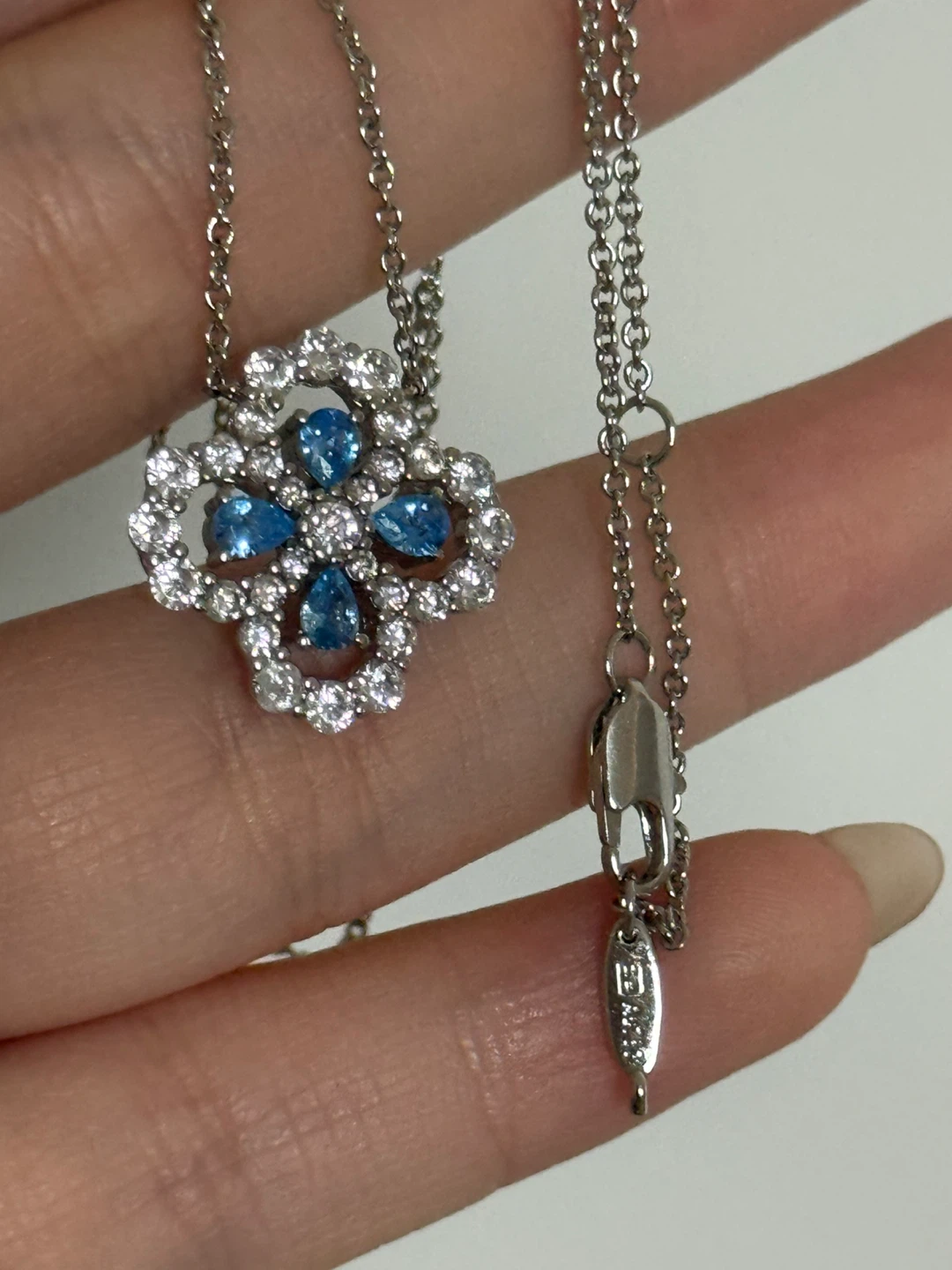 Harry Winston Inspired Loop Cluster Necklace Blue Stone - photo 3