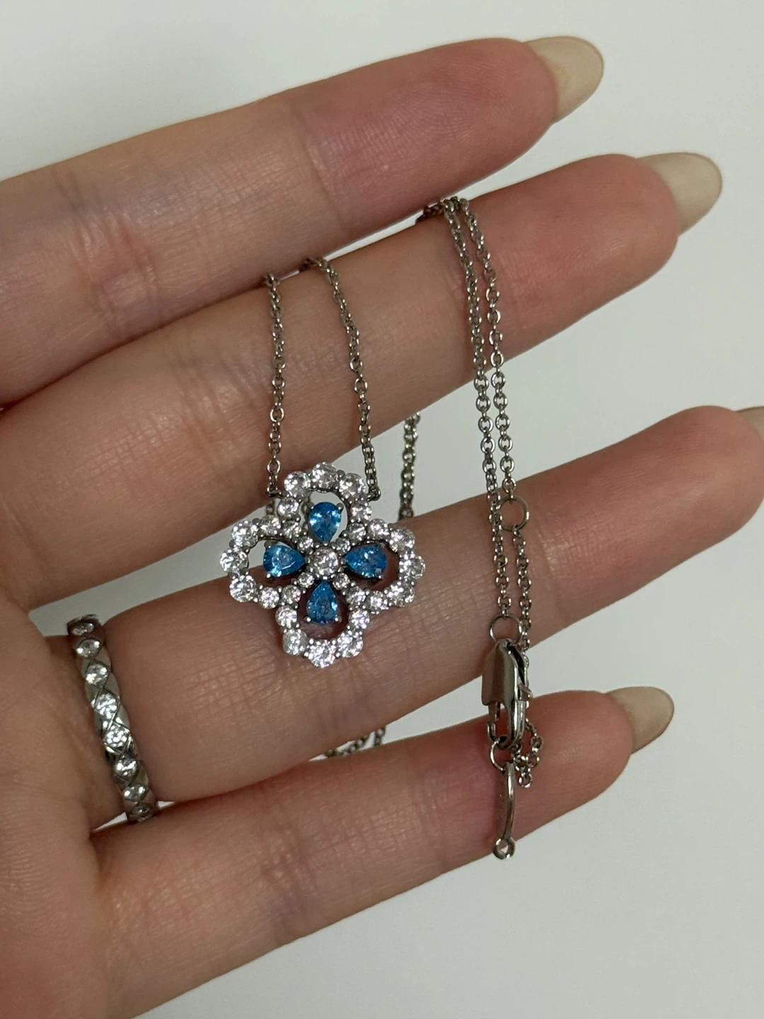 Harry Winston Inspired Loop Cluster Necklace Blue Stone - photo 2