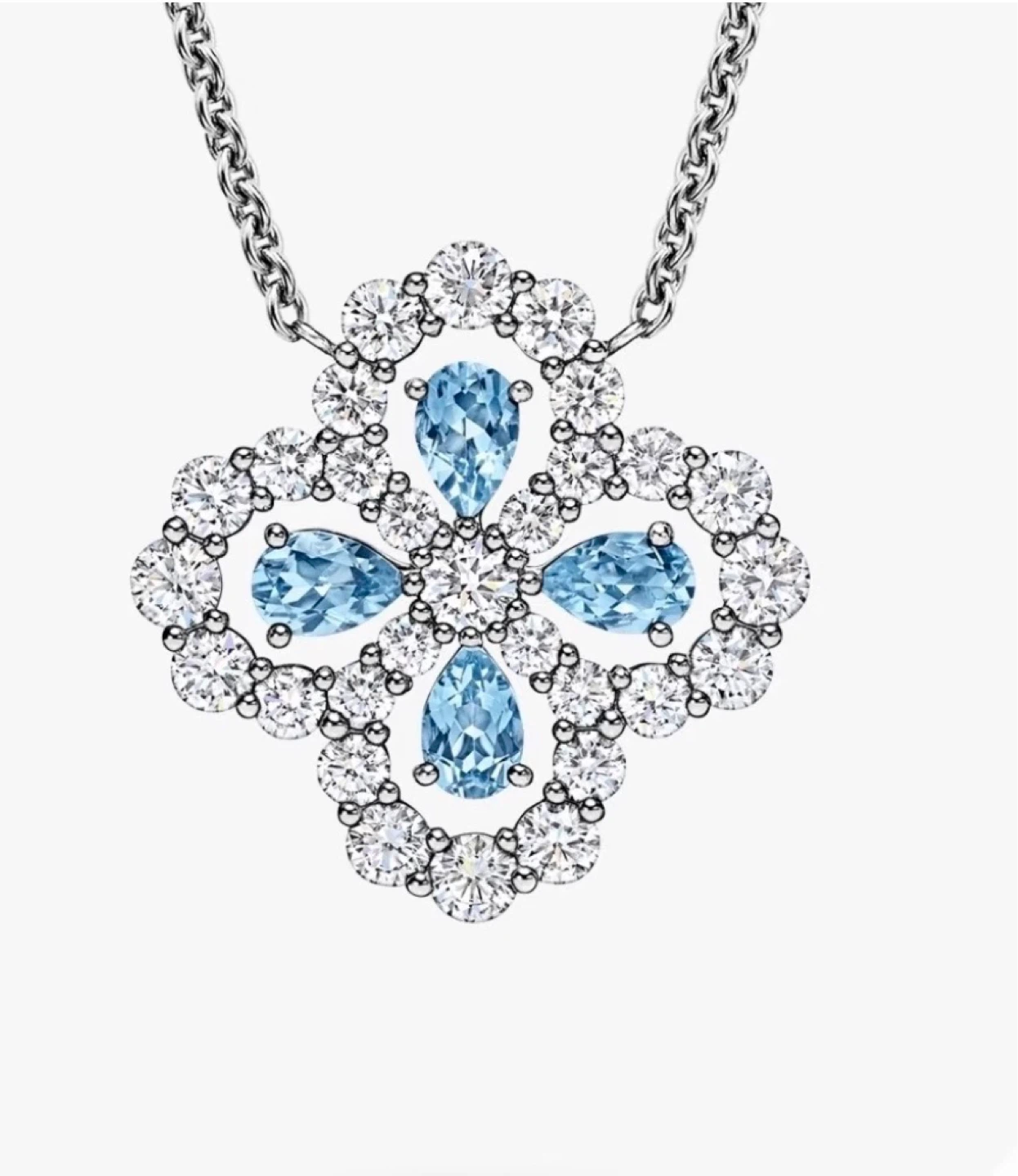 Harry Winston Inspired Loop Cluster Necklace Blue Stone