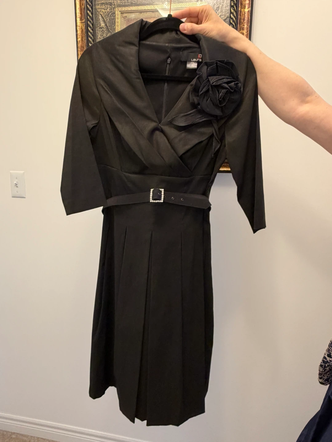 Laura Black Dress with Flower Detail size 10 - photo 2