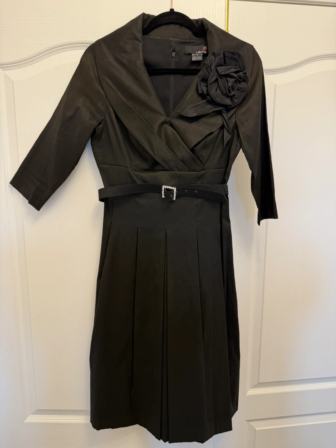 Laura Black Dress with Flower Detail size 10
